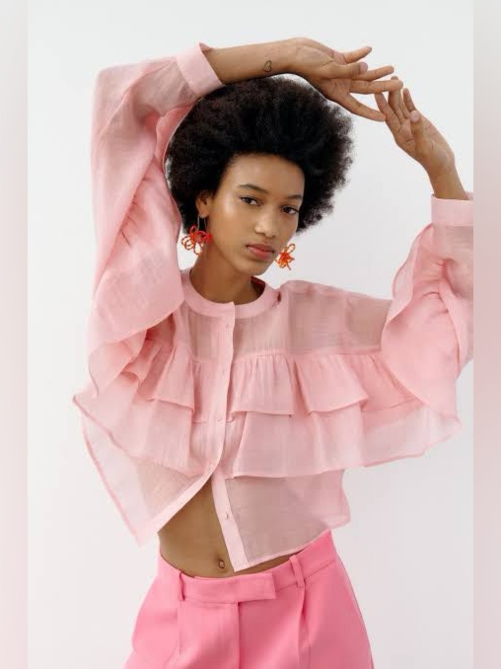 Zara ‘Flowy Pink Button Up’